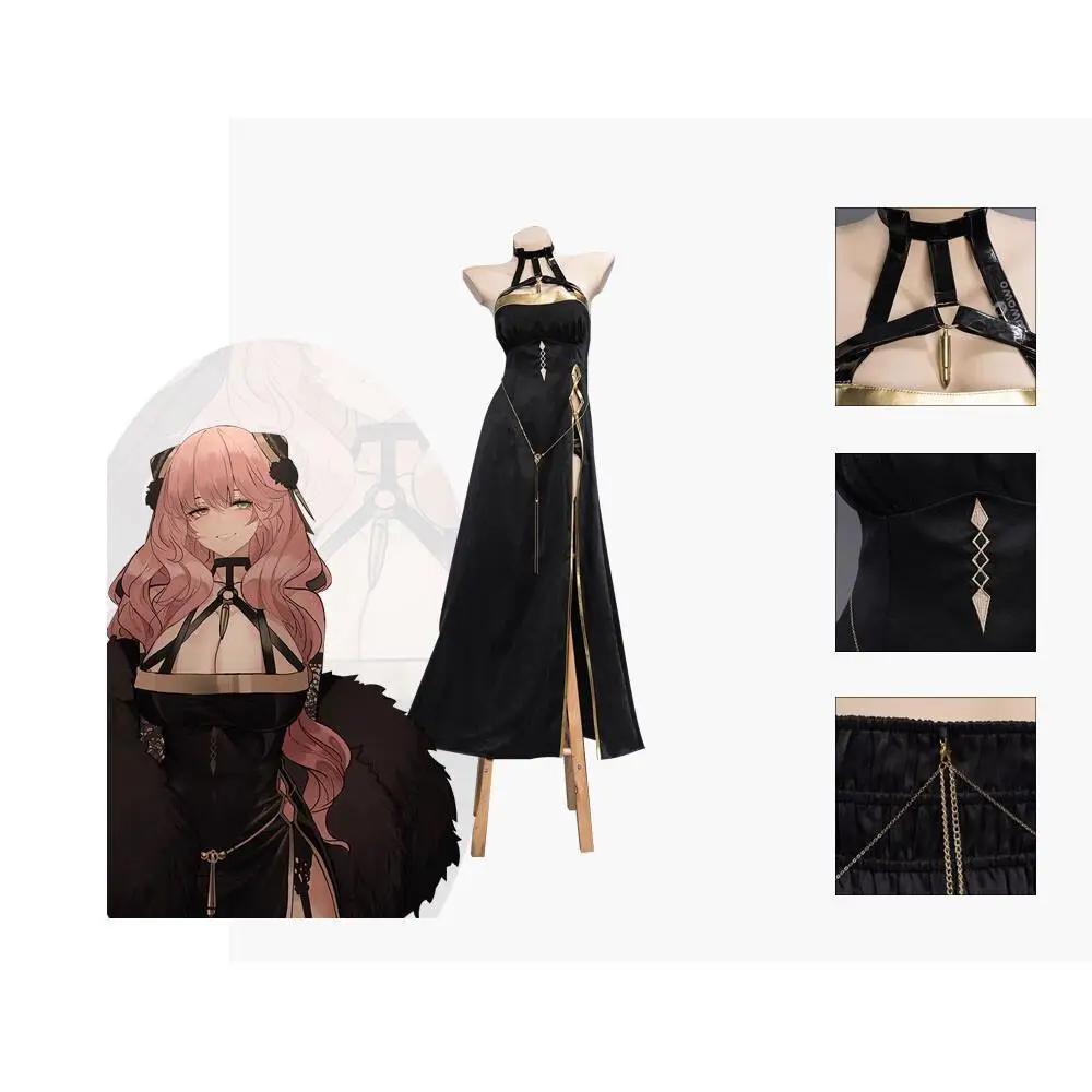 الكبار أنيا فورجر تأثيري حلي فستان أسود مجموعة كاملة الوردي هالوين عيد الميلاد Coser النساء ملابس للحفلات فستان هدية