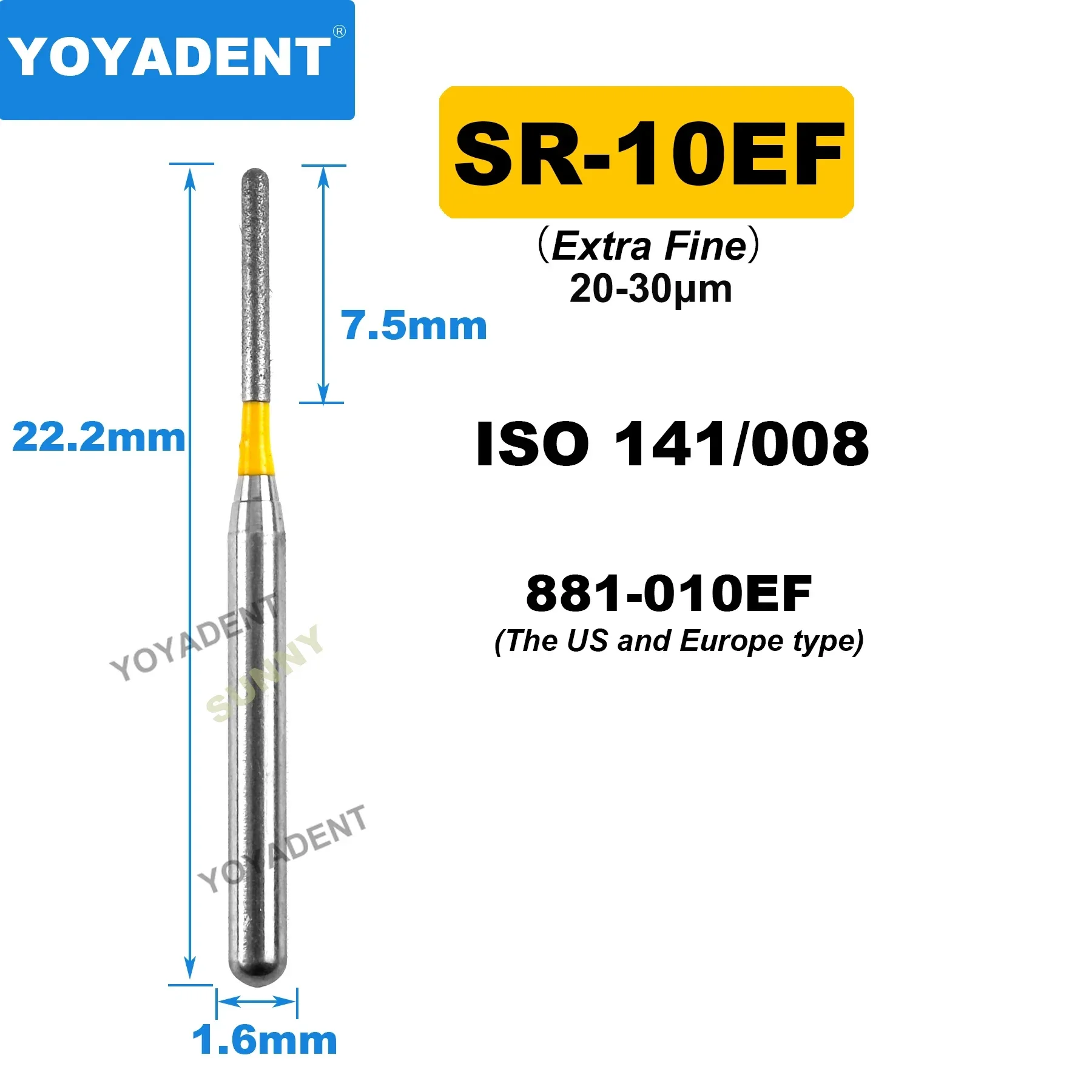 SR Type Dental Diamond Burs Tandheelkunde Boren Tandheelkundige Burs voor Hoge Snelheid Handstuk Tandarts Gereedschap Dia.1.6mm 10 stks/pak