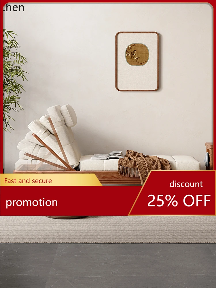 

ZML Solid Wood Sofa Bed Ash Wood Single Sofa Bedroom Living Room Recliner