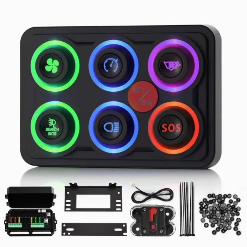 RGB Silicone Switch Panel IP68 Waterproof 12V Circuit Control System For RV Truck Boat Off‑Road ATV UTV Vehicle
