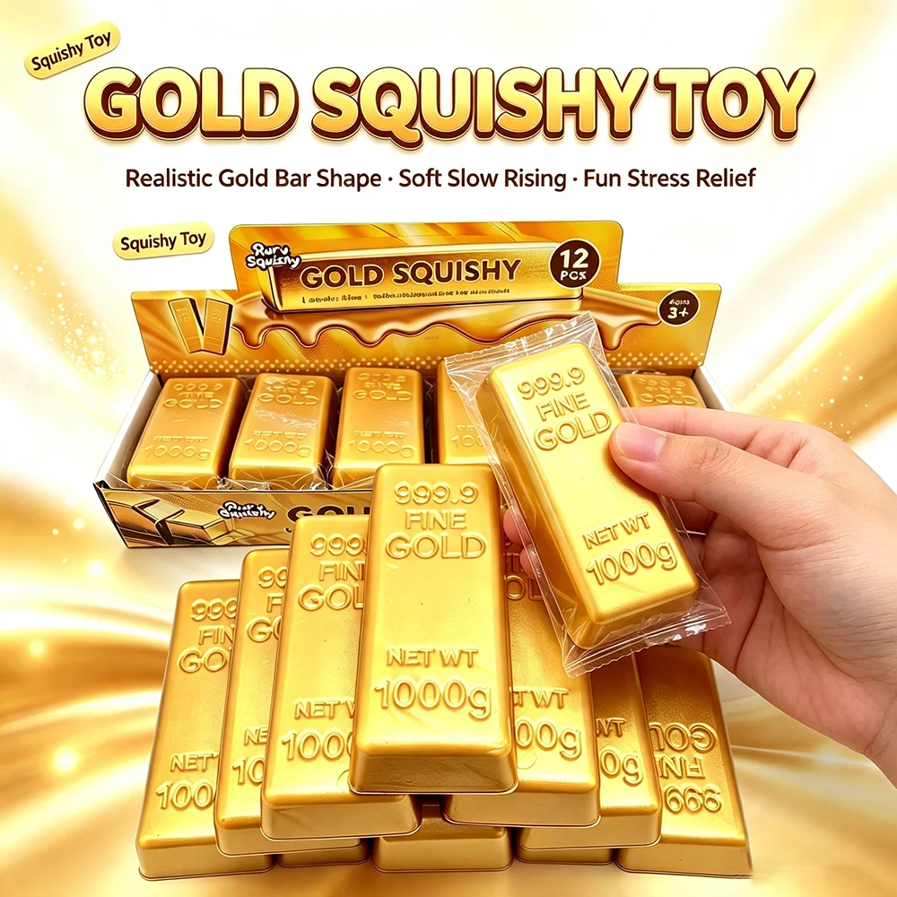 Novelty Butter Stick Fidget Toy Squishy Elastic Gold Brick Funny Decompression Stress Anxiety Relief Game Squeeze Prank Toy Gift