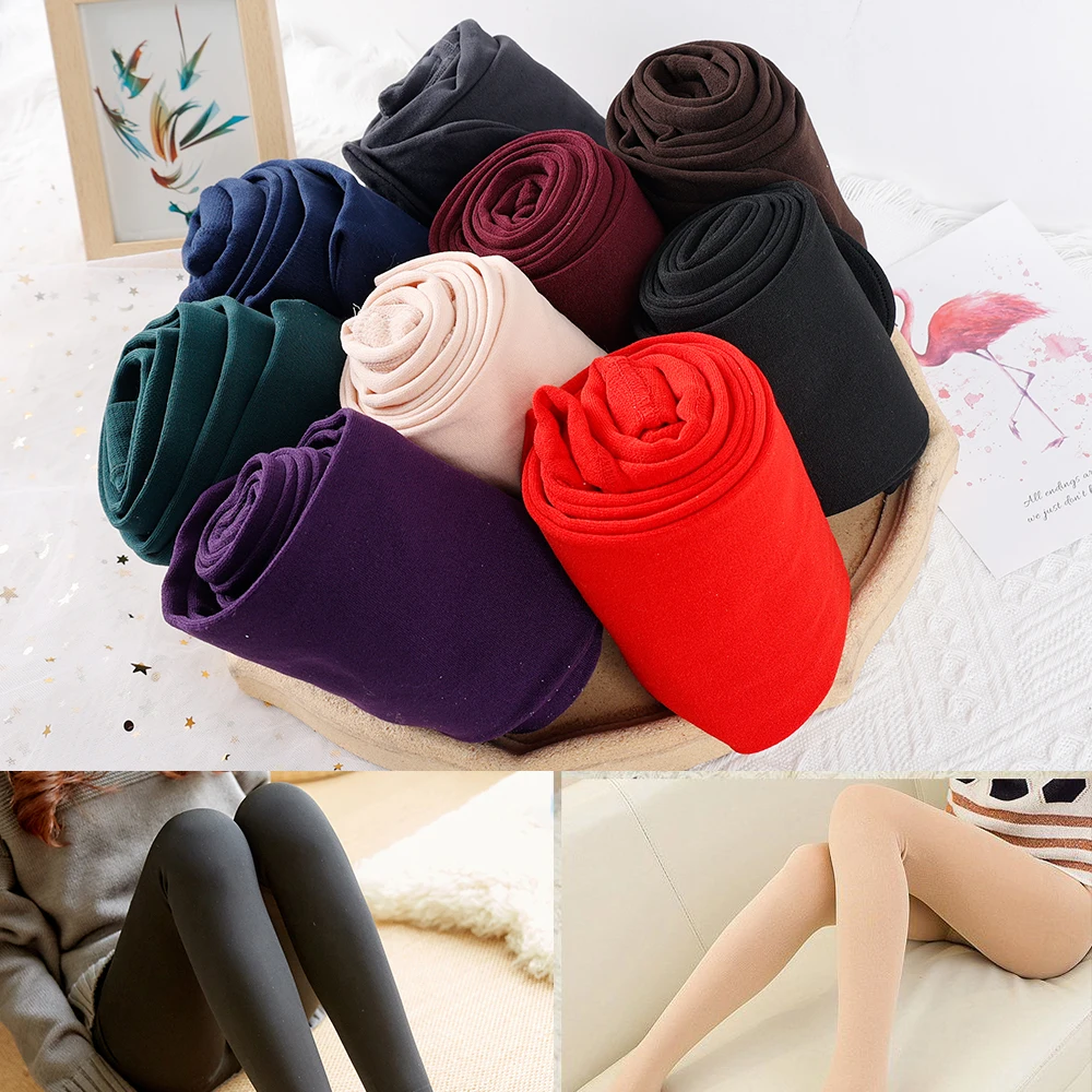 Solid Winter collant donna Fleece Warm addensare collant termici calze Sexy Slim Elastic Velvet collant Leggings femminili