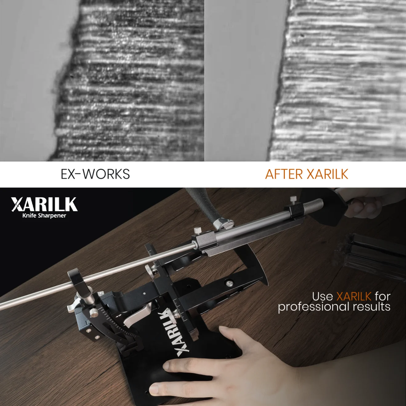 XARILK Professioneller Messerschärfer aus Aluminium, GEN3-geführtes Messerschärfsystem, Messerschärfset mit 3 Diamantplatten – Detail 2