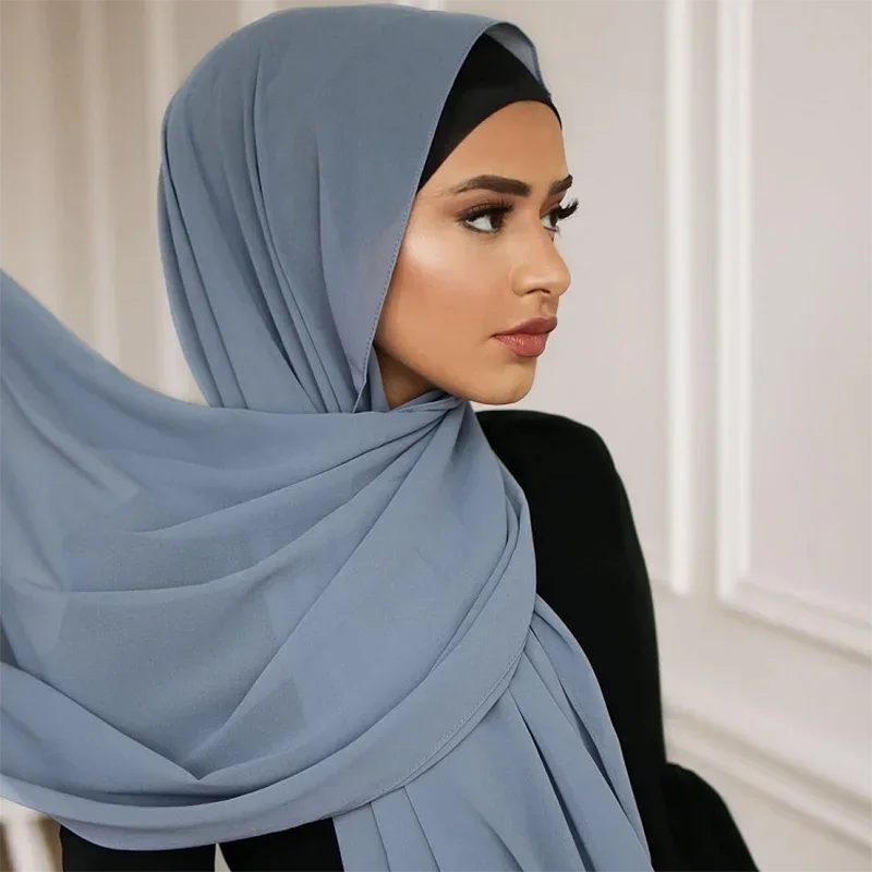 Mode Frauen einfarbig muslimischen Chiffon Hijab Schal Ramadan lange Schals Bandana Turban Kopftuch klassische Kopf wickel