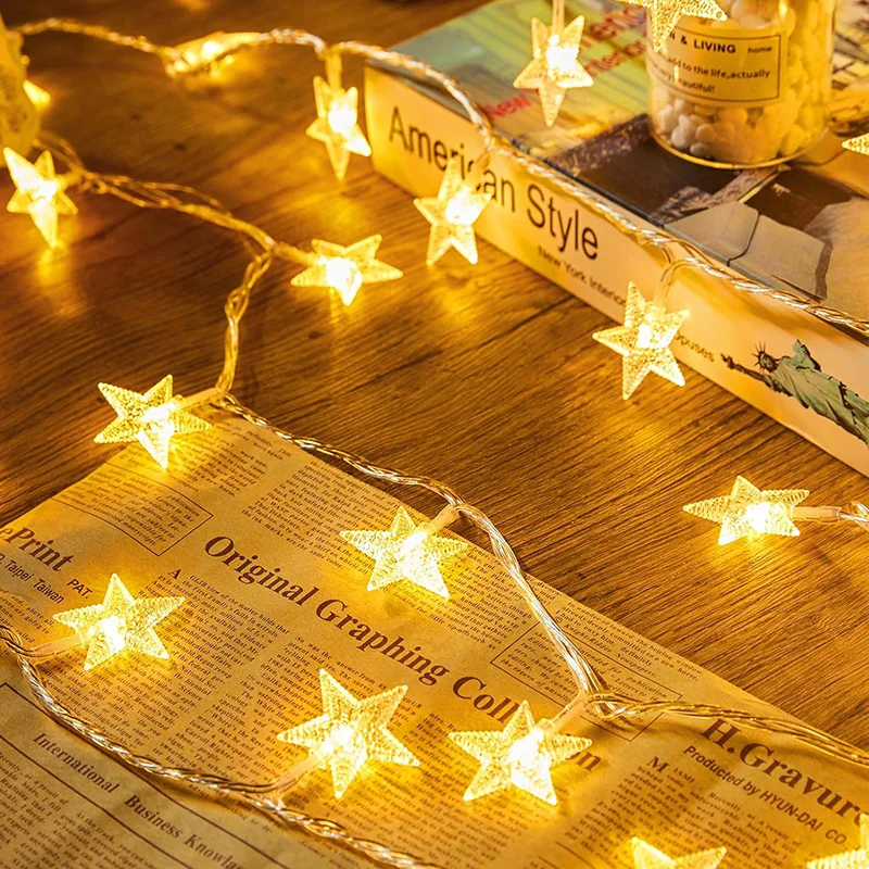 3 Metros 20 LED Fairy Star String Luzes Ramadan Mubarak Moon Star LED String Luzes para Eid Ramadan casamento Decorações do quarto