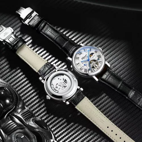 Imagen 2 del producto CHENXI-Reloj con correa de cuero para Hombre, cronógrafo mecánico automático, resistente al agua, masculino