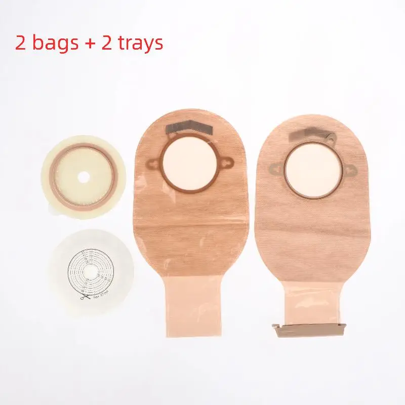 1 Set Two Piece Drainable Pouches Ostomy Supplies Colostomy Bags With Hoop And Look Ileostomy Stoma Care