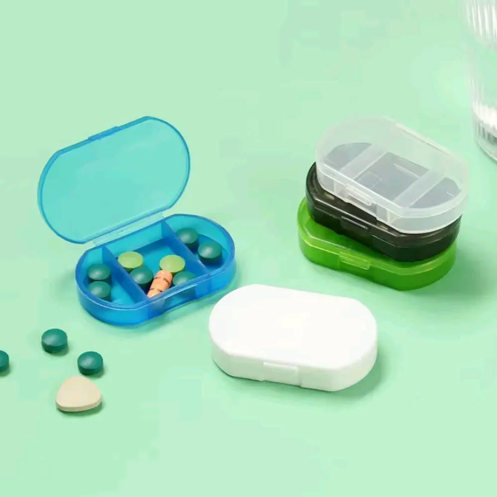 Pill Box Mini Pill Case 3 Grids Tablet Pill Organizer Case Dispenser Travel Tablet Holder Container Medicine Drug Storage Box