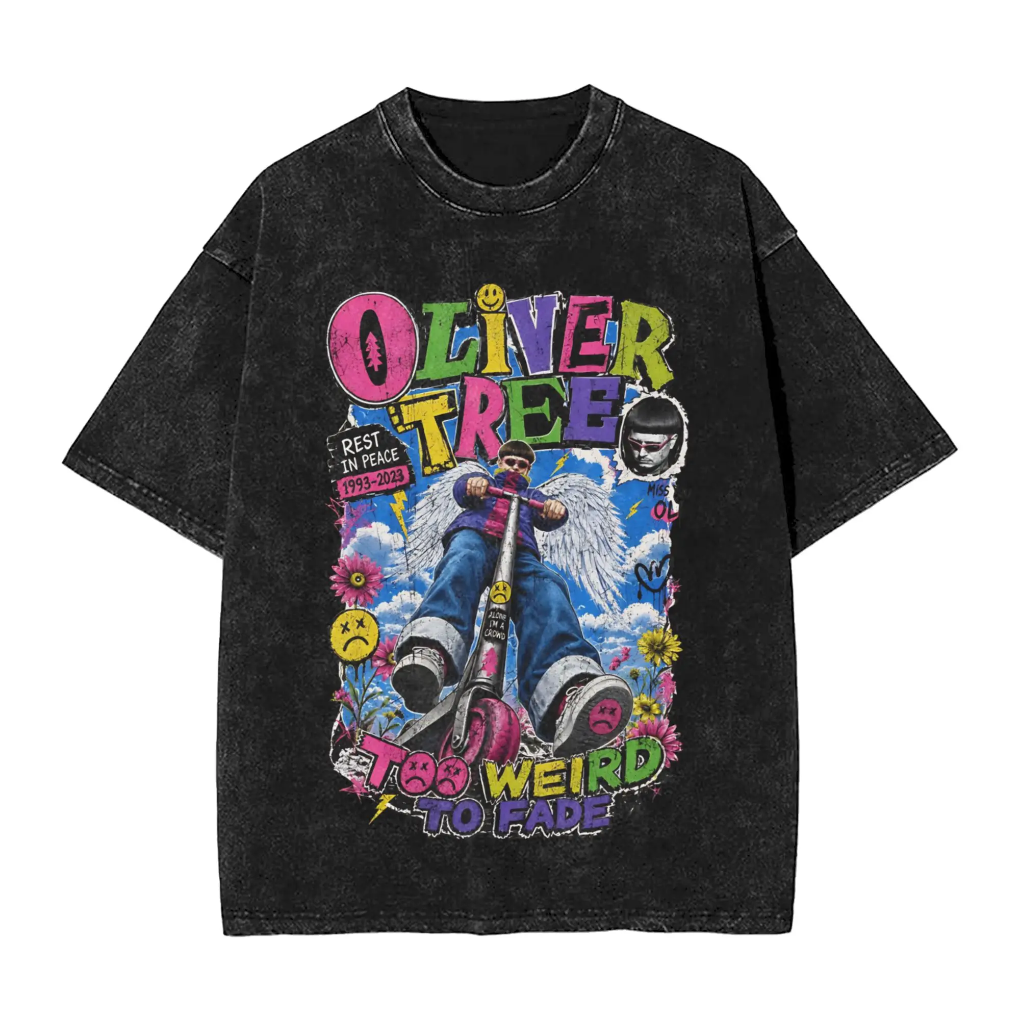 Oliver Tree Rest In Peace 1993 to 2026 Memorial Washed T Shirts Streetwear Hip Hop T-Shirts Tees 100% Cotton Harajuku Printed