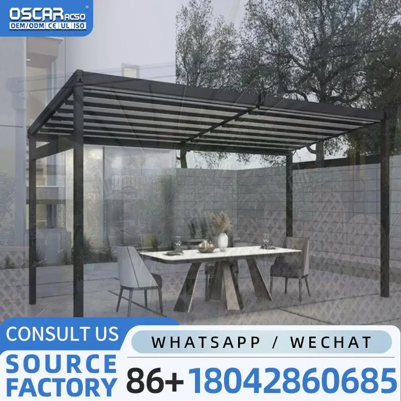 

Easily Install Outdoor Motorized Smart Aluminum Awning with Led Lights Innovative Retractable Folding Roof for Balcony Patio Bac