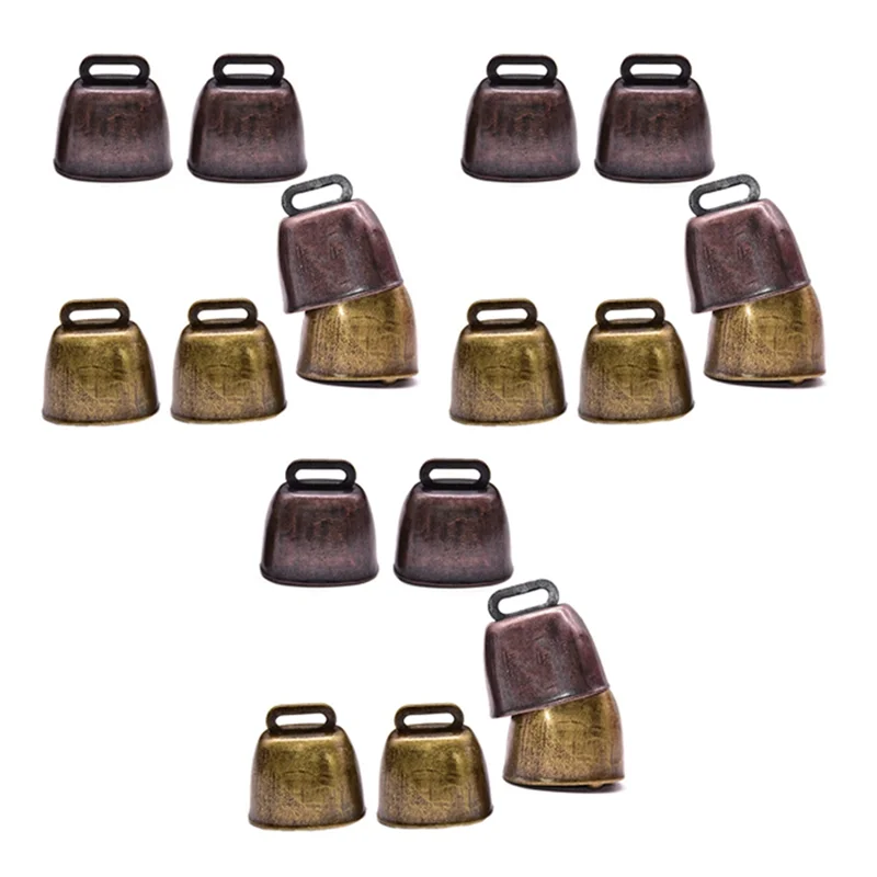 ABJM-18 Pcs Metal Cow Bell, Cowbell Retro Bell For Horse Sheep Grazing Copper, Cow Bells Noise Makers