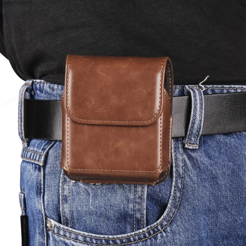 Adequado para samsung z flip 6 5 4 3 5g huawei p50 moto razr 5 oppo flip dobrável telefone com capa de couro magnético saco da cintura