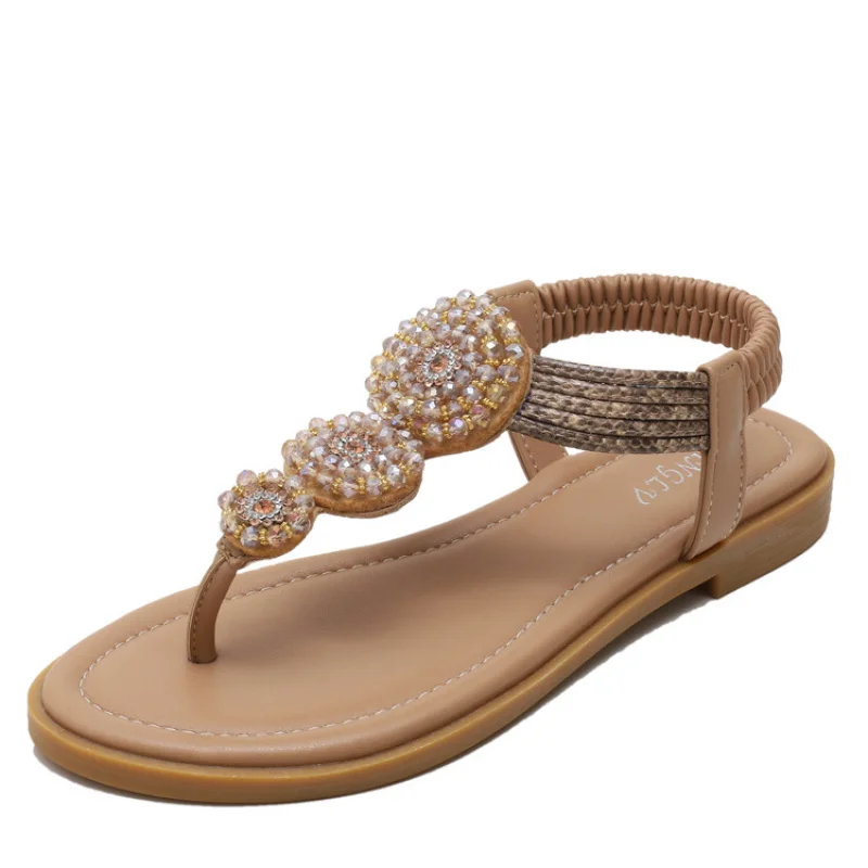 

European and American Summer Plus Size Women's Sandals Bohemian Roman Flat Fairy Style Beach Vacation Shoes