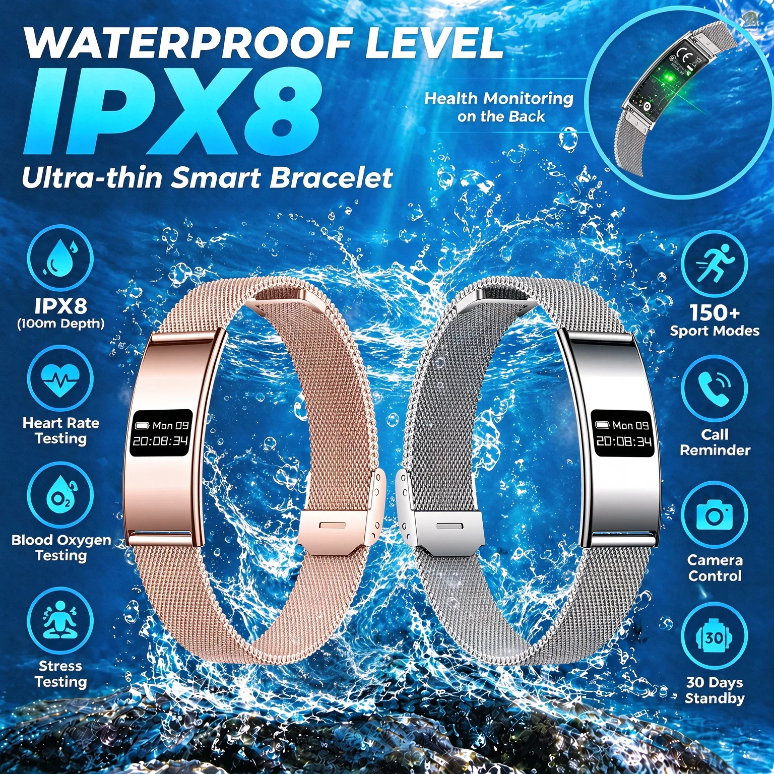 2026 New Light Smart Watch With Ultra-Thin Wrist Body IPX8 Camera 150+ Sports Module Step Counting Sleep Monitoring Smart Bracel