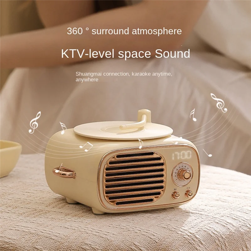 

A79U-Old Fashioned Vintage A Small Bluetooth Speakers With Clock Portable Mini Bluetooth Speakers With Wireless Microphone