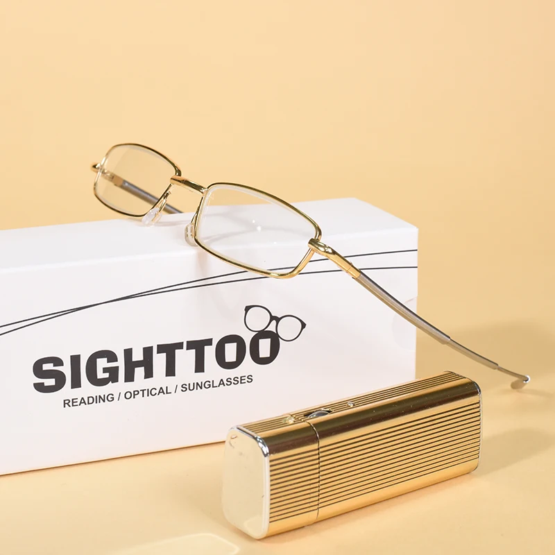 2025 Ultra Light HD Eyeglasses for Elderly Luxury Mini Folding Portable Reading Glasses Anti-Scratch Reading Glasses Retro Squar