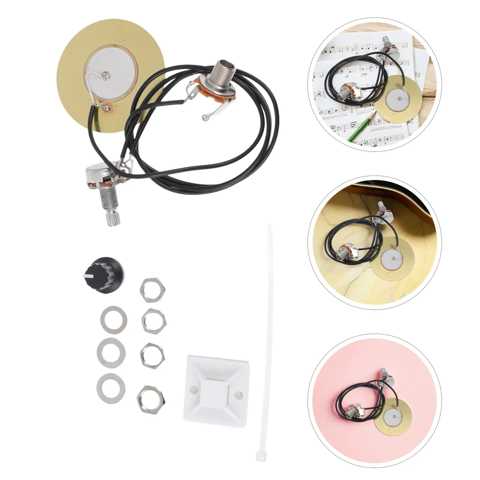 2Set Professional Acoustic Pickup Set Piezo Transducer Guitar Pickup for Classical Mandolin Ukulele Portable Sound Pick-Up