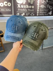 Embroidered Letter Baseball Cap Men and Women Four Seasons Couple Half Soft Top Denim Sun-Poof Peaked Cap