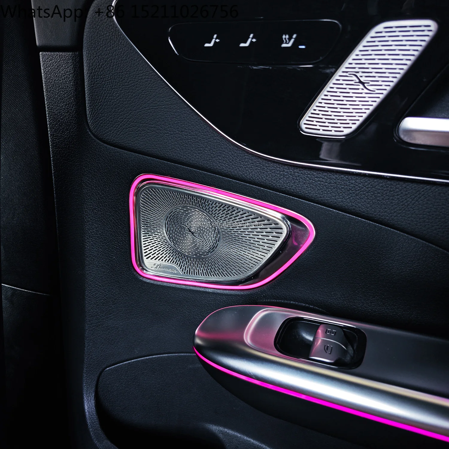 W206 64 ألوان الضوء المحيط غطاء مكبر الصوت الباب الداخلي لمرسيدس بنز C-Class 2022-2025 LED القرن الصوت غطاء توهج