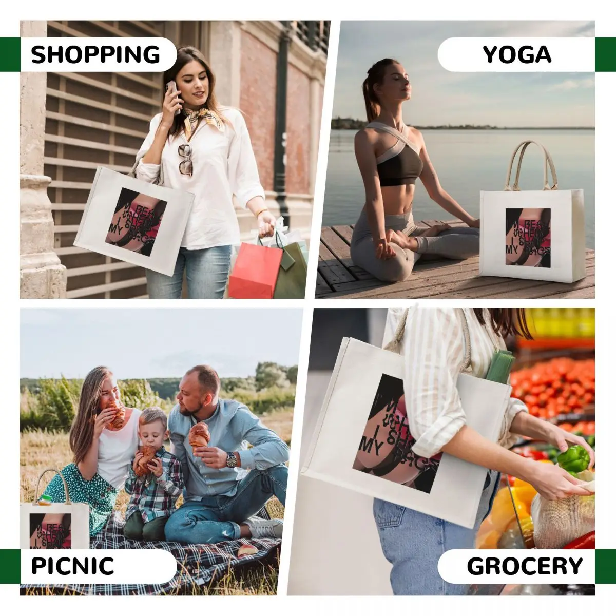 FACESHOPPING BLACK Tote Bag Big bag women reusable grocery bags shopper bag women canvas