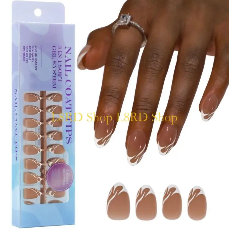 L8RD 300Pcs X Coat Tips Natural Tips Short Almond Press On Soft Gel False Soak Offs Acrylic Fake