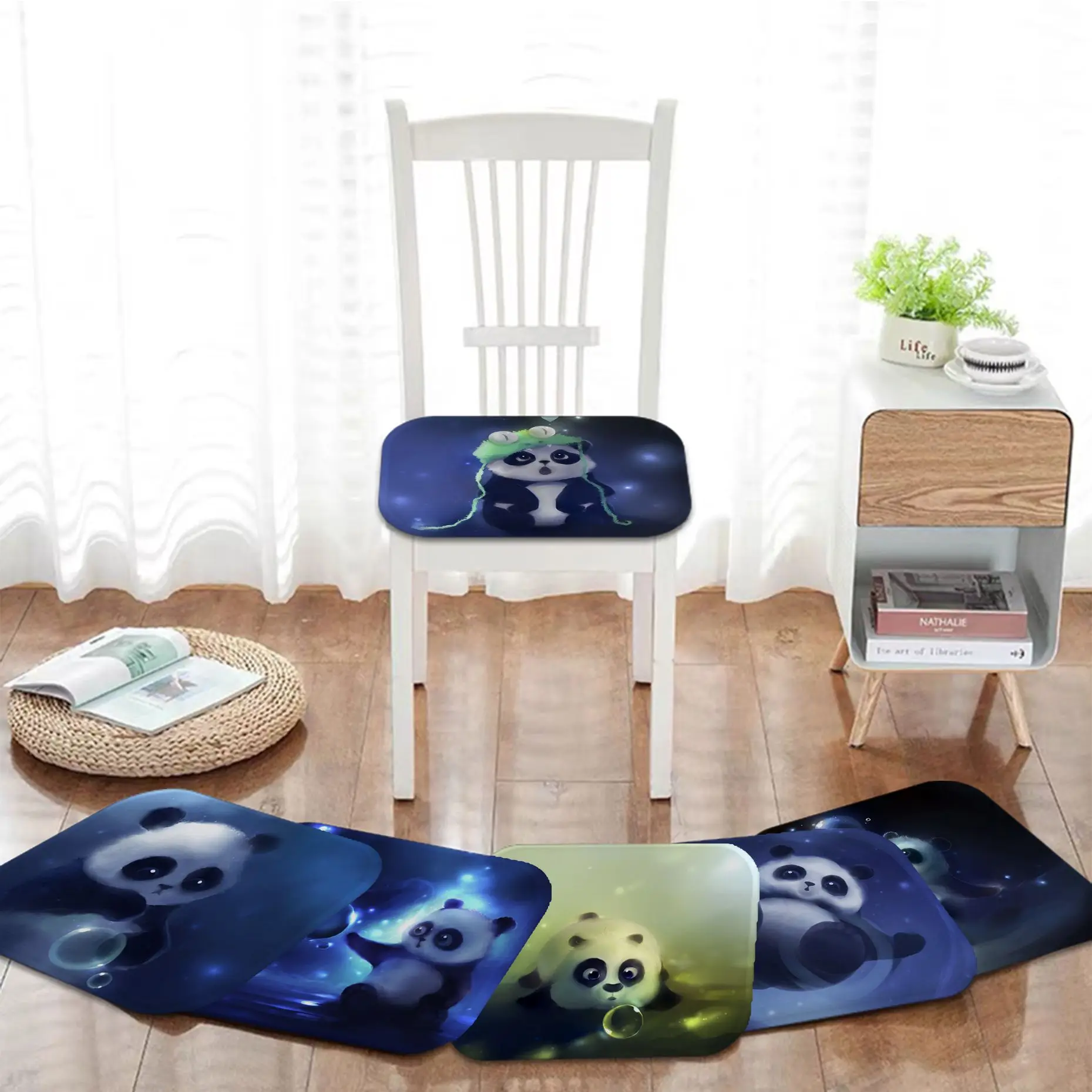 

Cute Panda Cushion Mat Nordic Printing Chair Cushion Soft Office Car Seat Comfort Breathable 45x45cm Sofa Cushion