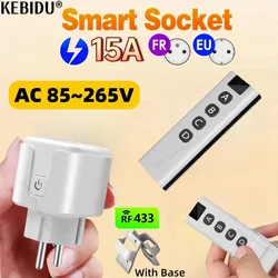 433MHz Smart Plug Wireless Socket Remote Control EU FR Wall Electric Outlet Accessories Programmer Switch AC220V LED Home DIY