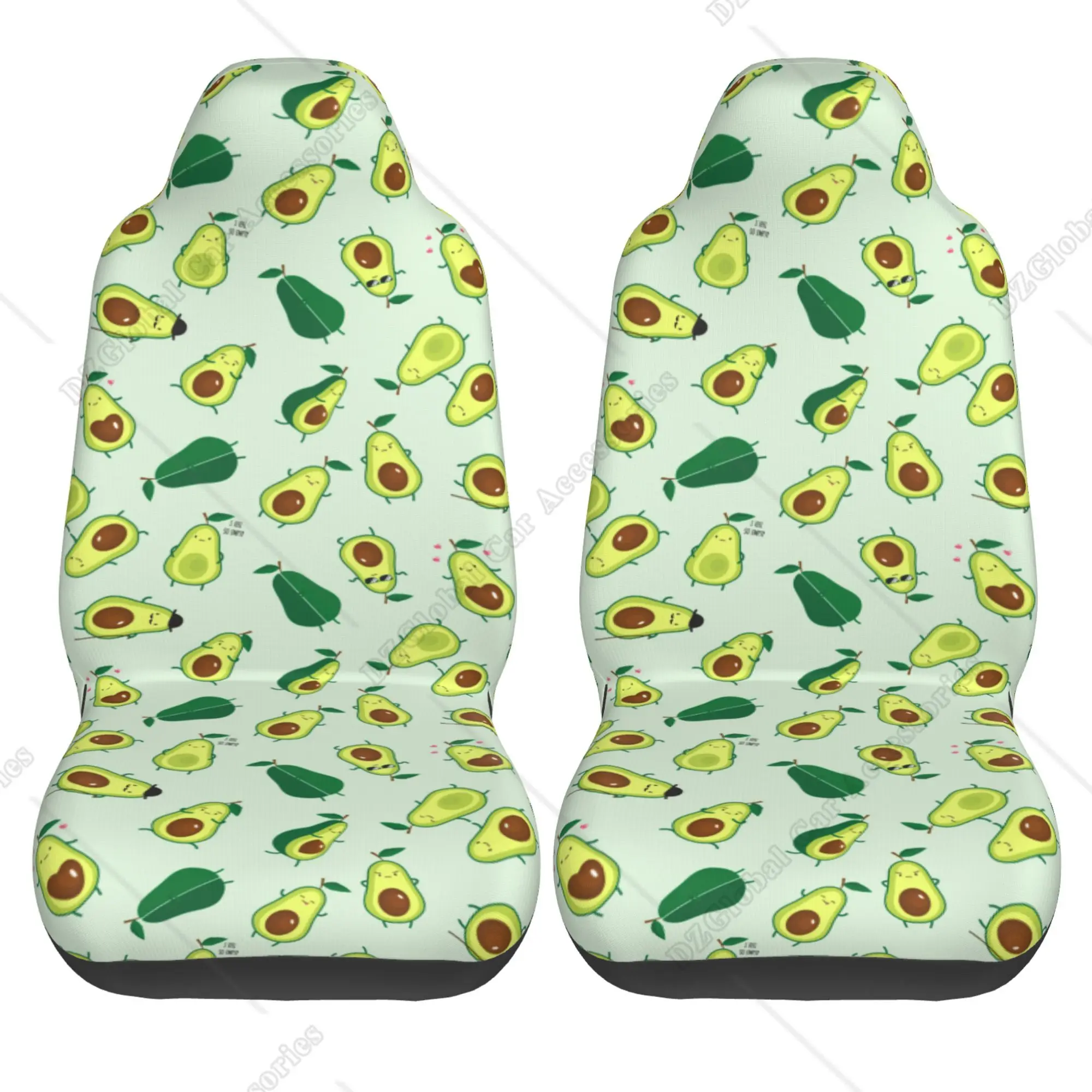 

Green Avocados Cartoon Car Seat Covers Set 2 Pcs Auto Interior Car Accessories Protetors Car Mat Covers Universal Fit Most Car