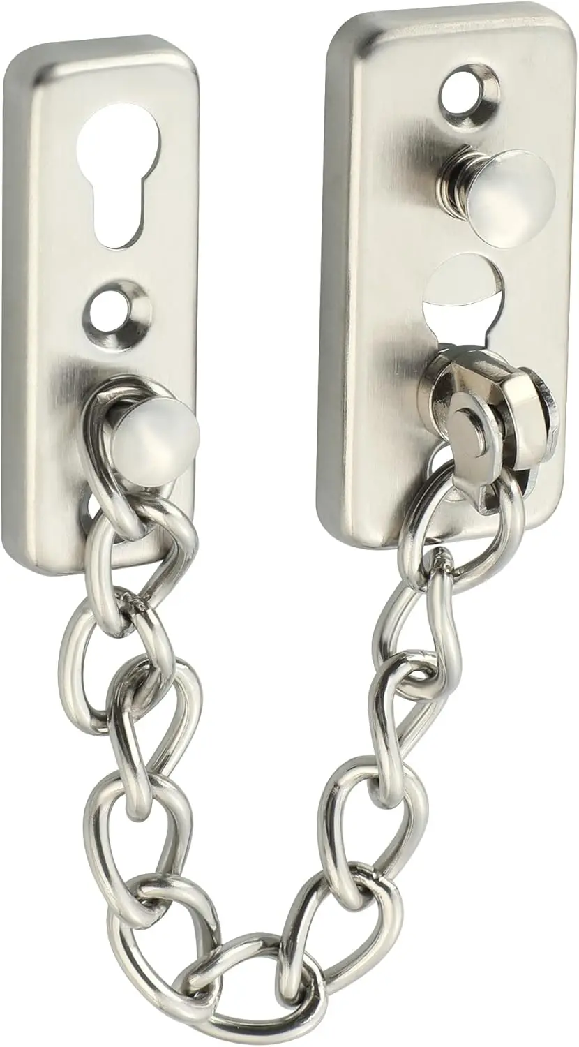 

Door Chain Lock Stainless Steel Safety Bolt with Spring Anti-Theft Press Lock for Interior Front Toilet Barn Fence Garage