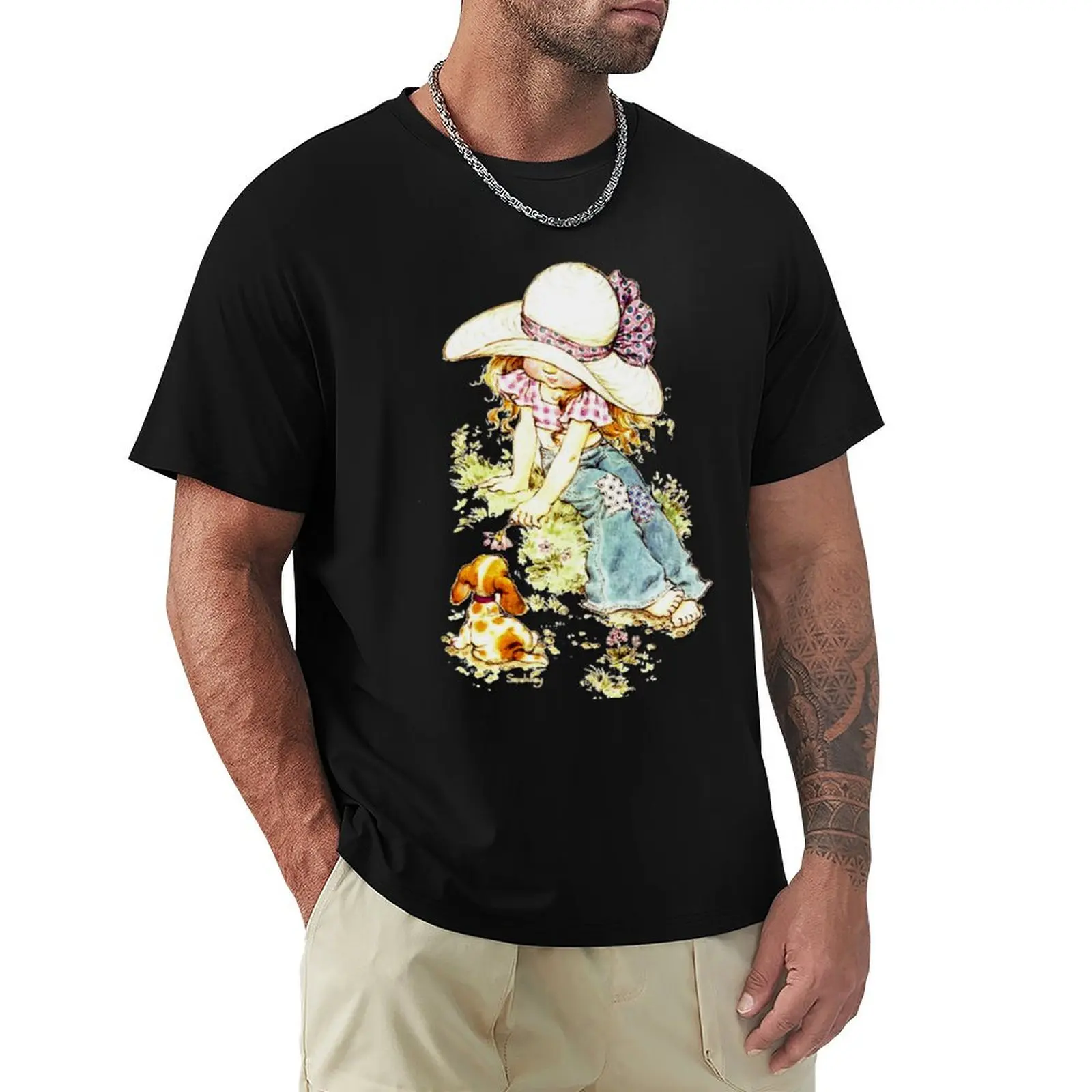 Sarah Kay with puppy T-Shirt Trendy Pattern T-Shirt for Men