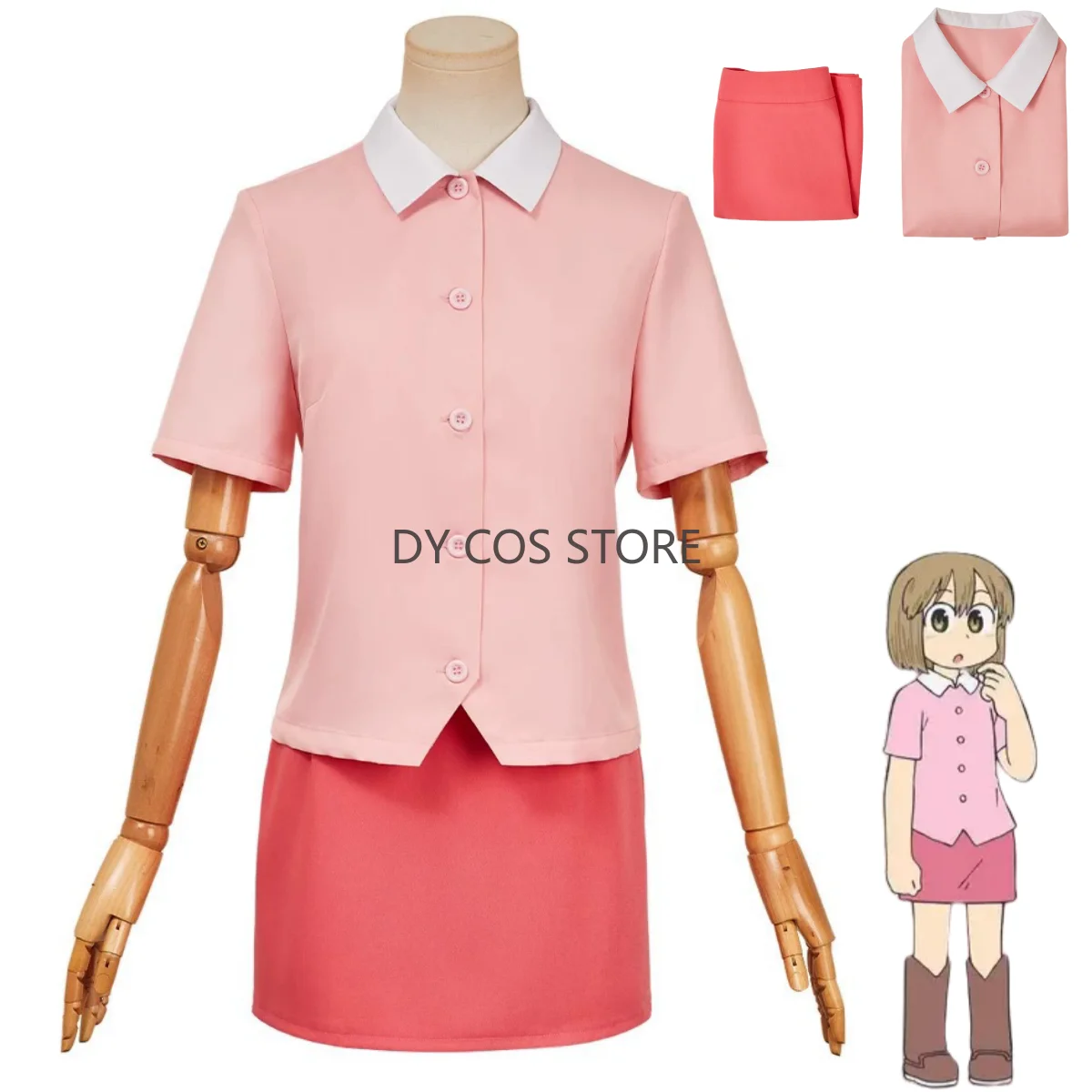 

2025 New Anime City of Animation Niikura Cosplay Costume Pink Short Sleeves Shirt Skirt Woman Kawaii Daily Leisure Suit