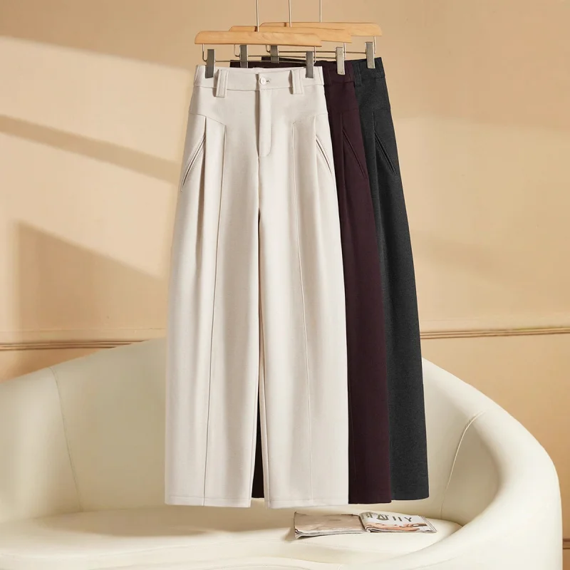 سراويل دافئة بقصة ضيقة للنساء، سراويل تنحيف، سميكة، كاجوال مستقيمة الساق للشتاء #4