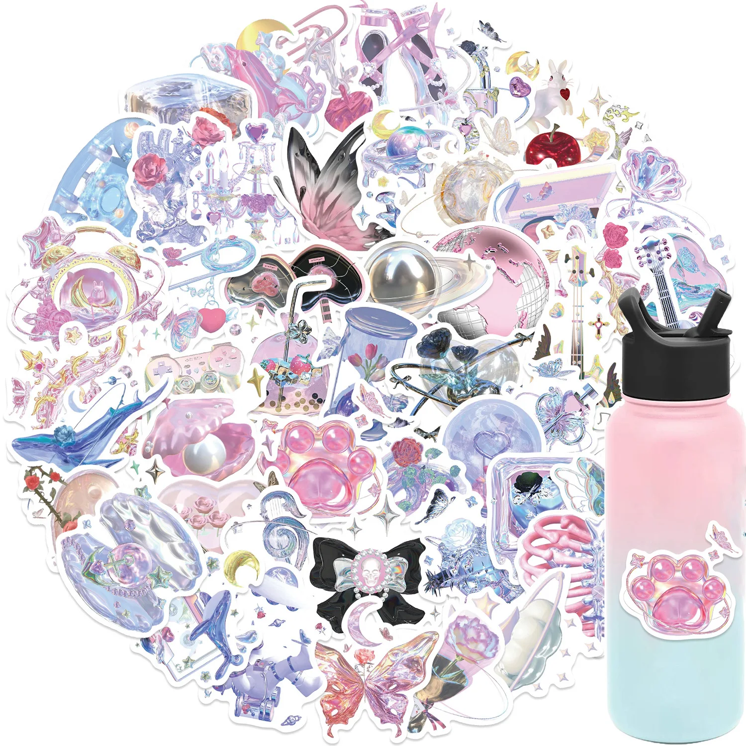 

50Pc Fantasy Girl Crystal Stickers Graffiti Decal Stickers Waterproof Decals for Skateboard Helmet Laptop Bicycle Motorcycle