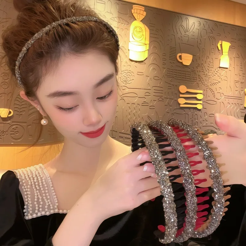 High-end Rhinestone Headband for Women Broken Hair Facial Cleansing Pressure Hairpin Hairband