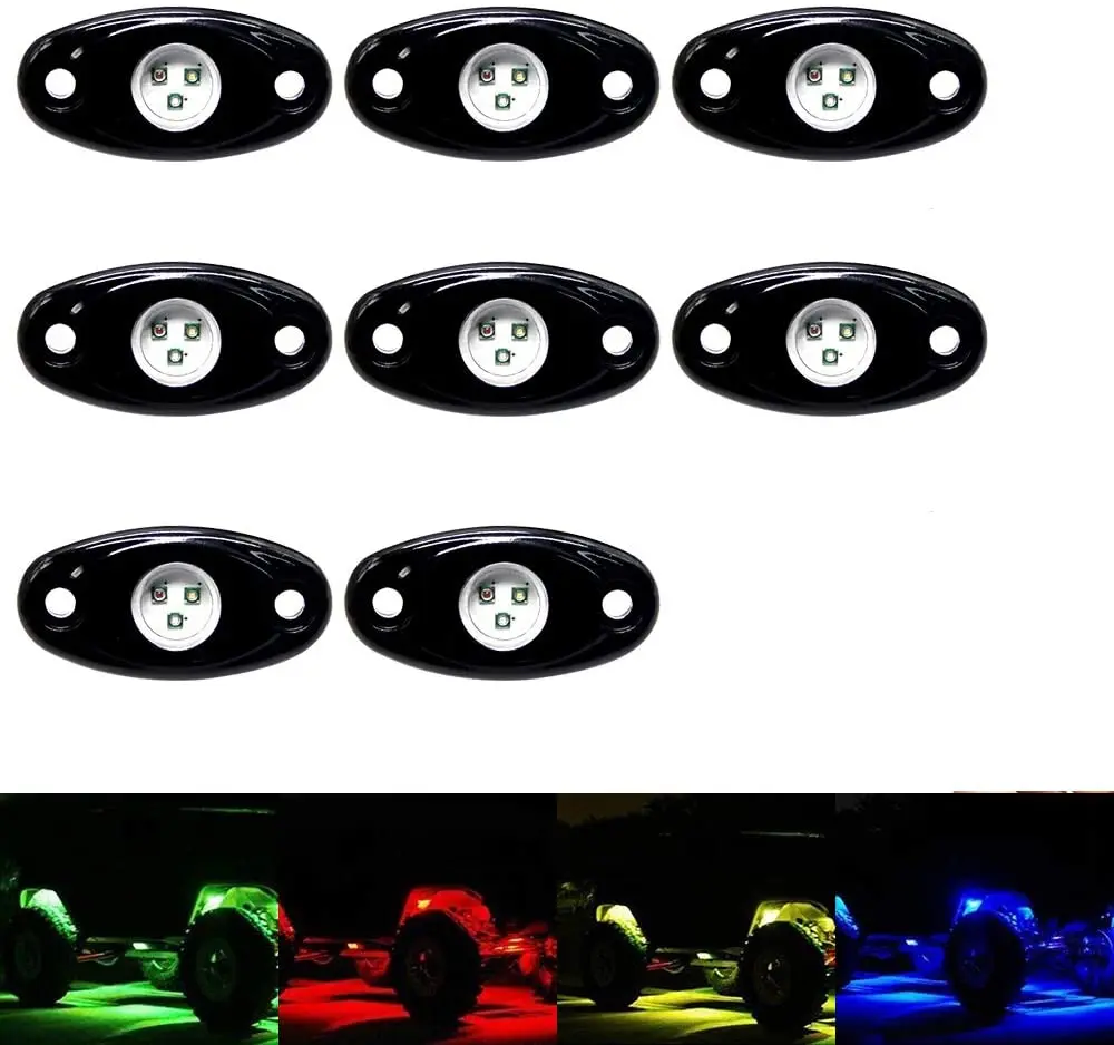 LED 8 pods 12v light RGB waterproof color LED rock light timed music flashing interior neon light for truck