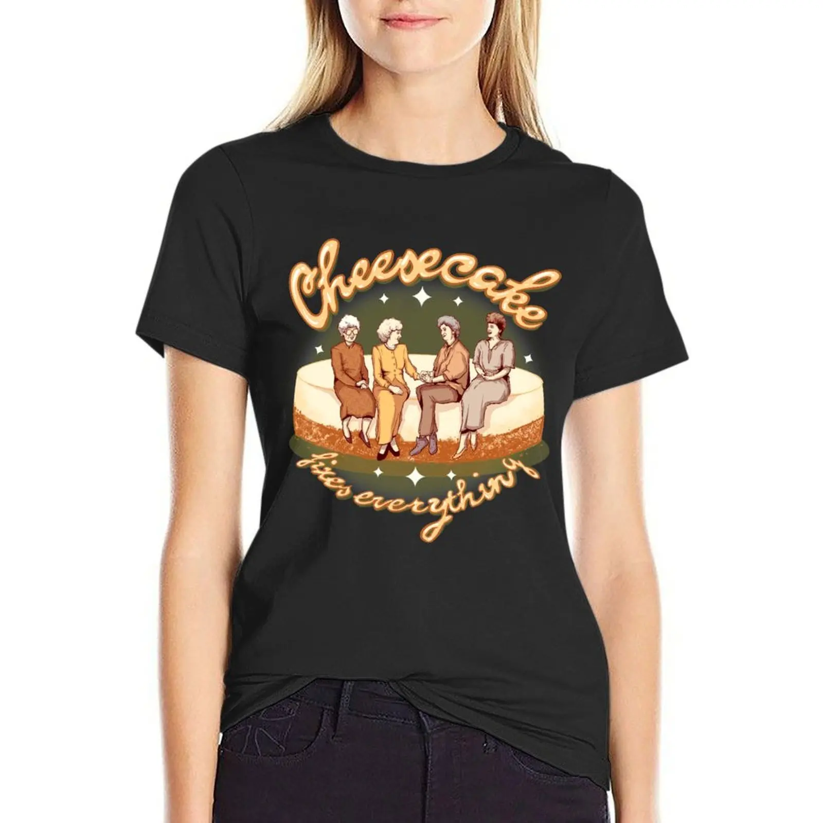 Cheesecake Fixes Everything T-Shirt animal print shirt for girls quick-drying Women's t-shirt