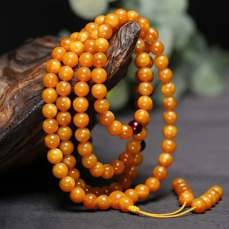 

Beeswax Multi-circle 108 Buddha Beads Amber Necklace Men's and Women's Models