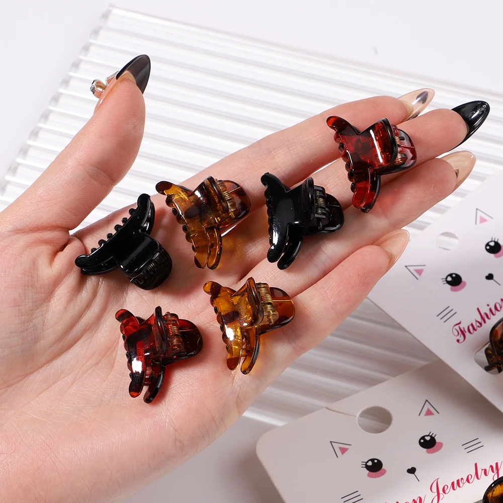 6Pcs/Set New Women Girls Vintage Elegant Leopard Small Acrylic Hair Claws Geometric Hair Clips Headband Fashion Hair Accessories