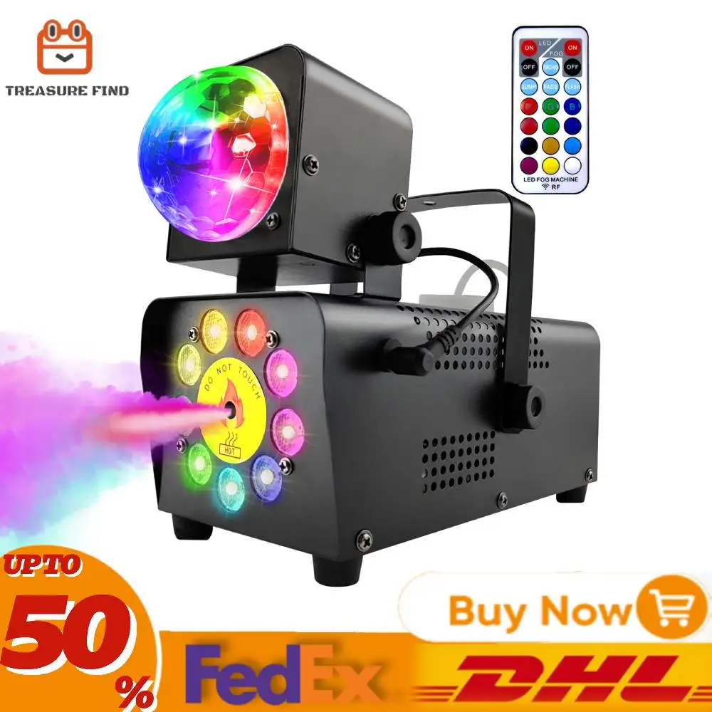 500W Fog Machine Music Controlled Disco Ball 9LED Lights RGB Remote Control Fog Machine for Wedding Halloween Christmas Parties