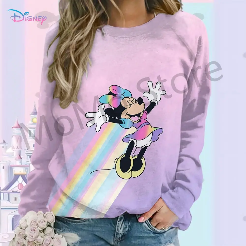 Long Sleeve Sweatshirts Disney Mickey Mouse O Neck Y2k Clothes Pullovers Autumn Women Clothing 3D Print Leisure Winter S-3XL New