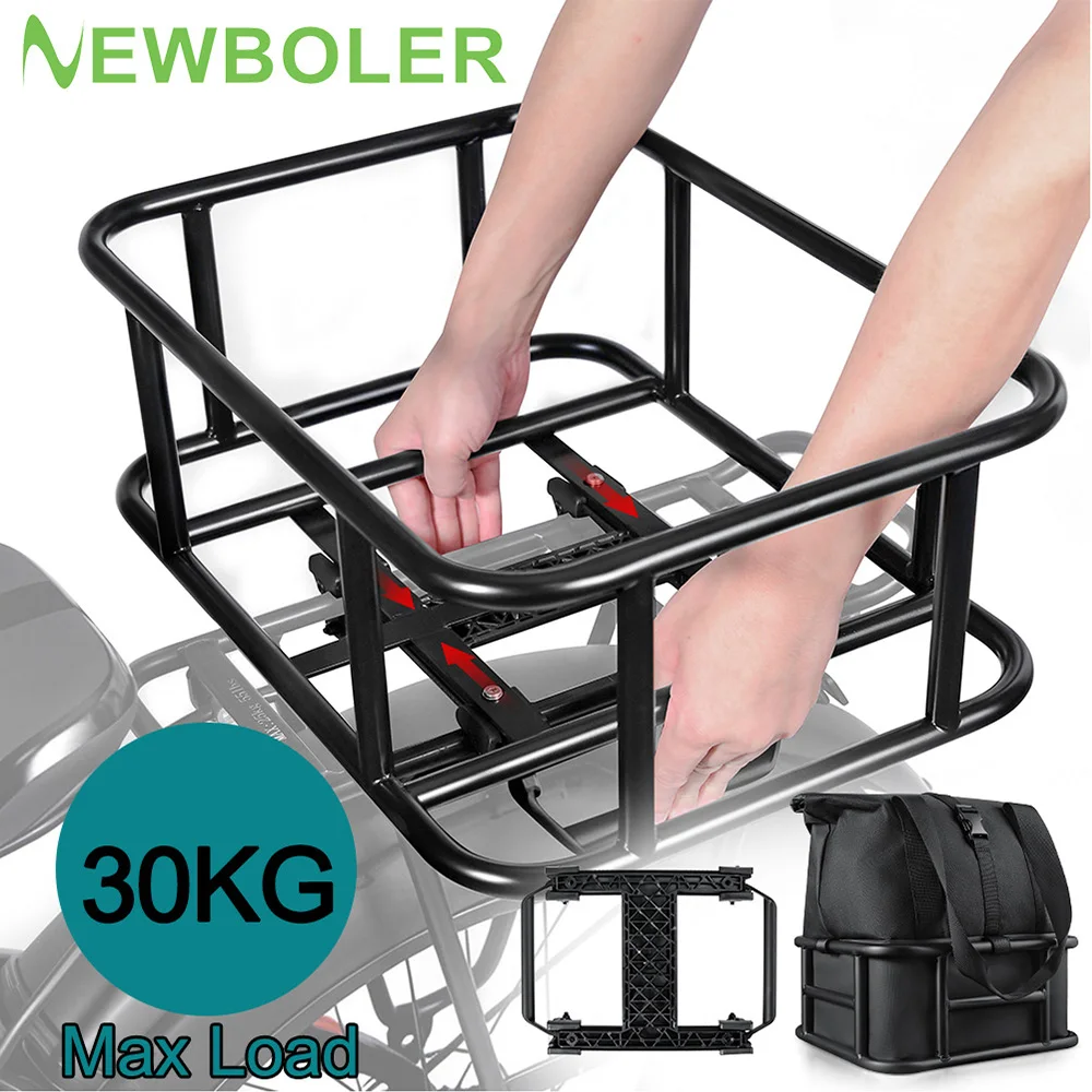 2026 New Rear Bike Basket Bicycle Cargo Rack Bag With Handle Large Capacity Fron E-Bike Basket Bike Baskets for Outdoor Shopping