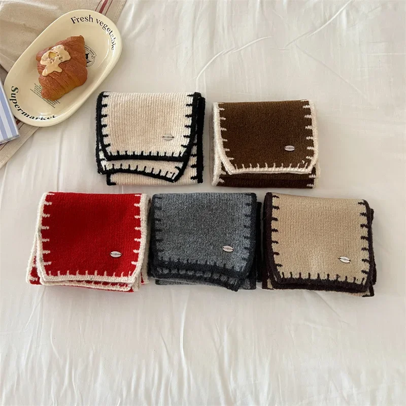 Winter Korean Children's Knitted Scarf 3-14Y Boy Girl Baby Solid Plush Woolen Scarf Kids Outdoor Cold Resistant Warm Neckerchief