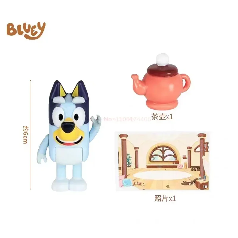 Original Bluey Friends Anime Figure Family Role Cute Things For Kids Puppy Doll Children Toy Model Collection Christmas Gift