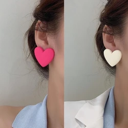 Heart Red Yellow clip on Earrings Love Statement Wedding Geometric Heart Bohemian Vintage Acrylic Trend Party Jewelry Gift