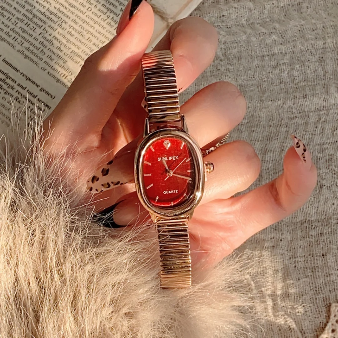 Модные овальные женские часы, женские часы с золотым браслетом, маленький циферблат, элегантный женский кварцевый браслет, наручные часы reloj