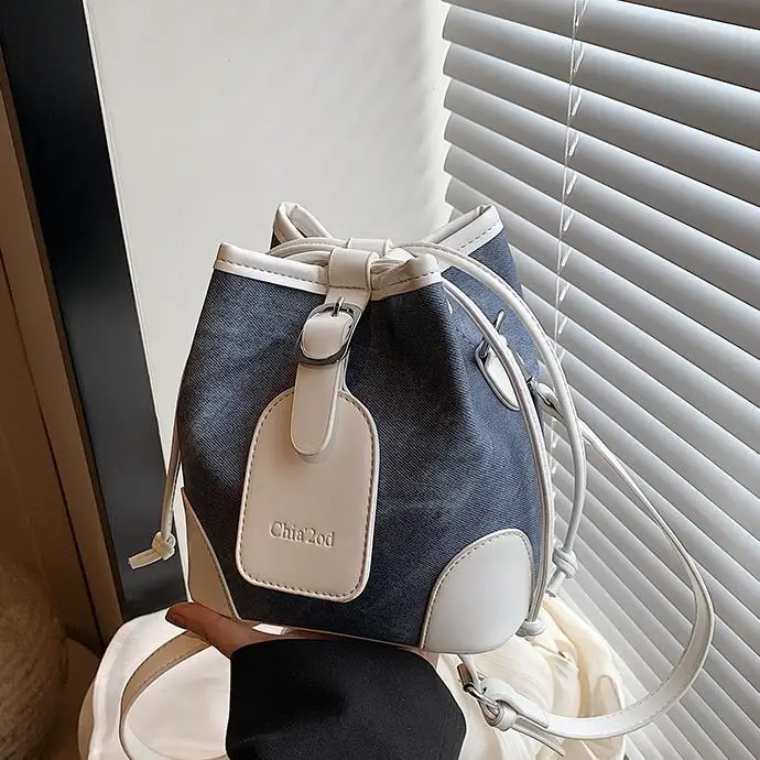

2025 Womens Chic Color Block Bucket Bag Fashionable Versatile Shoulder Purse Unique Crossbody Bag Elegant Trendy