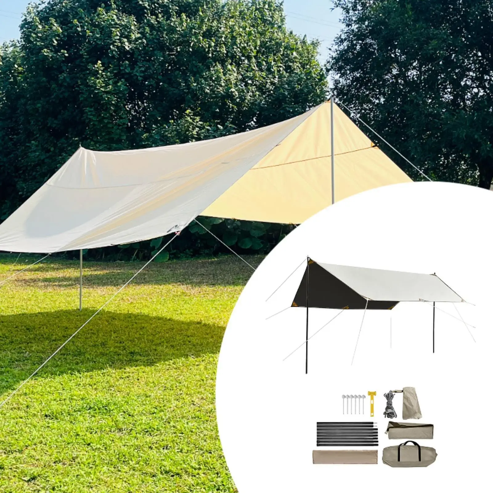 

Camping Tarp with Ground Nails Easily Set up Lightweight Camping Canopy Tent Tarp Awning for Backyard Outdoor Yard Beach Hiking