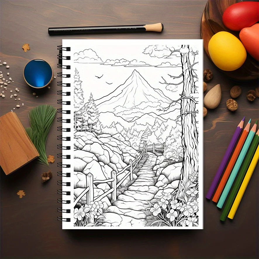 Mountain Stream Coloring Book - 8.3