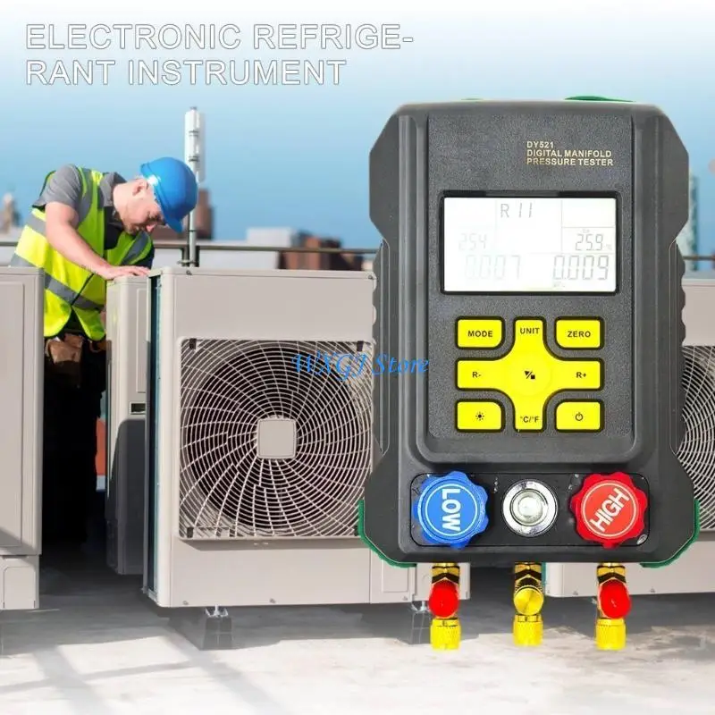 

37JE Pressure Gauge Refrigeration Manifold Digital Vacuum HVAC Meter RefrigerantTest