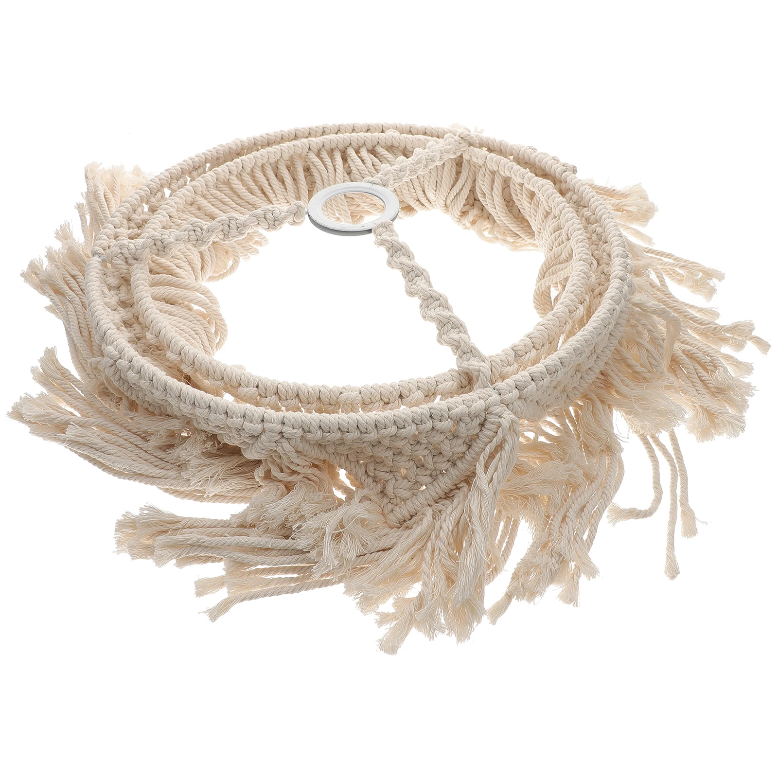 

Bohemian Macrame Lampshade Cotton Woven Indoor Light Cover Ceiling Fixture Replacement for Bedroom Decor Small Night Lamp